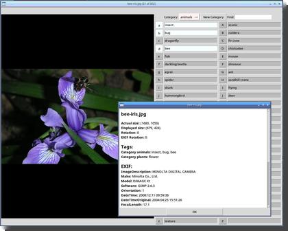 Screenshot of metapho showing the info dialog